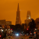 San Francisco’s Transamerica Pyramid and Salesforce Tower shrouded in smoke from wildfires.